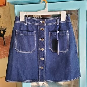 POPSUGAR DEMIN front buttons mini skirt retro styl